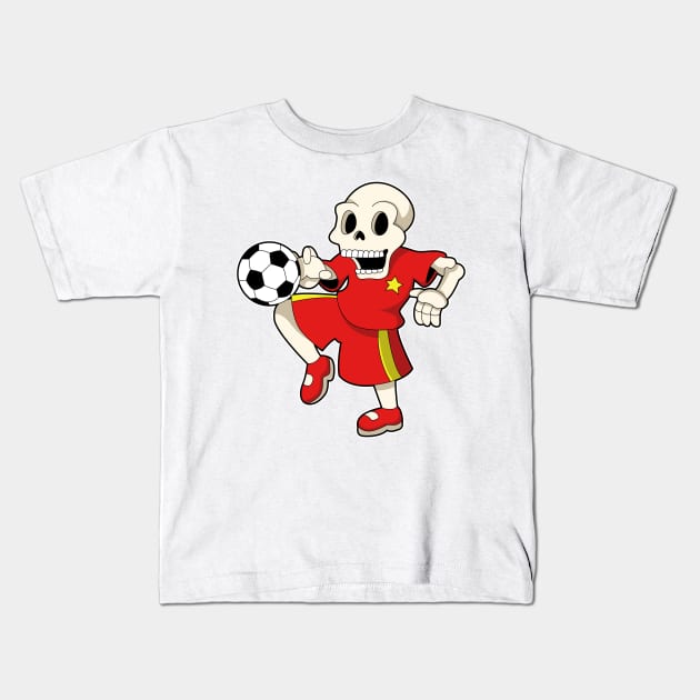 Skeleton at Soccer Sports Kids T-Shirt by Markus Schnabel